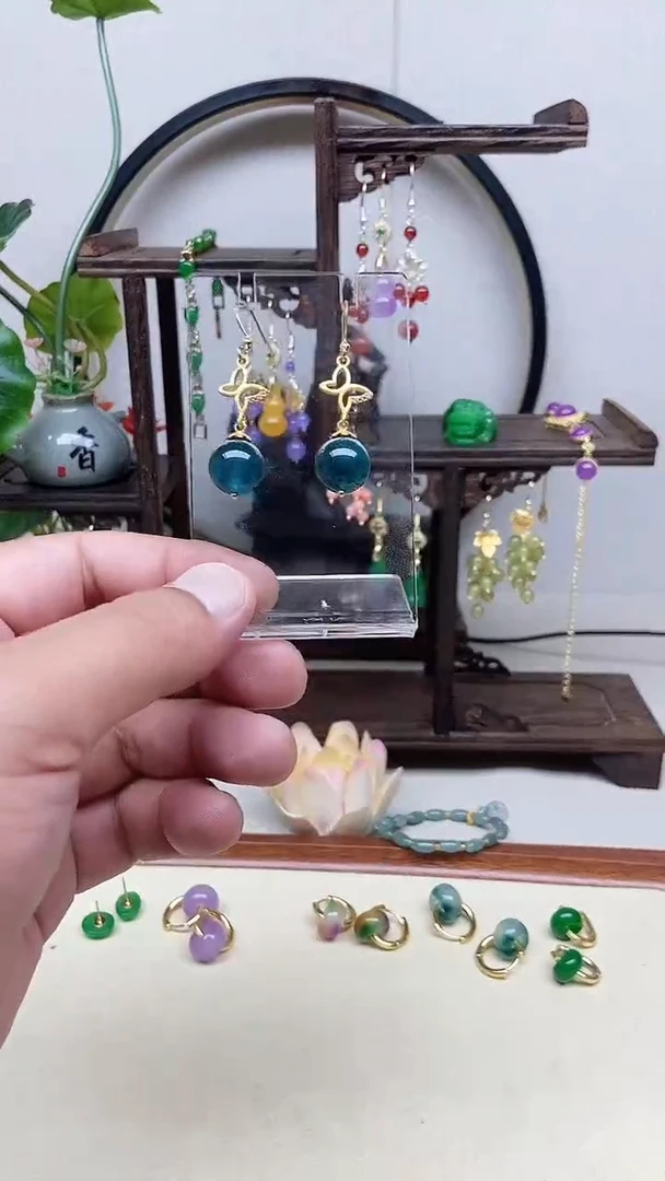 翡翠14K金镶嵌耳饰31号