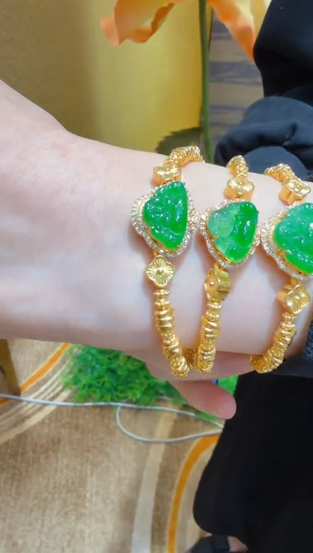 足金镶嵌手链翡翠多样性团购发一件
