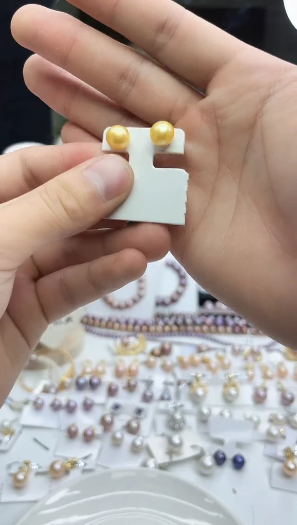 未镶嵌素钉淡水珍珠黄色系素钉（多样性发一）