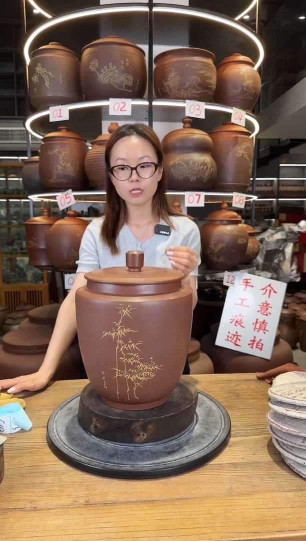 罐本陶手作坭兴陶3-5斤茶叶罐手工痕迹