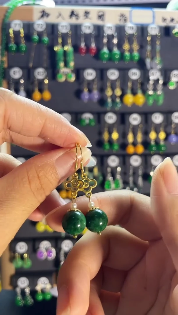 翡翠银S925镶嵌耳饰019.......