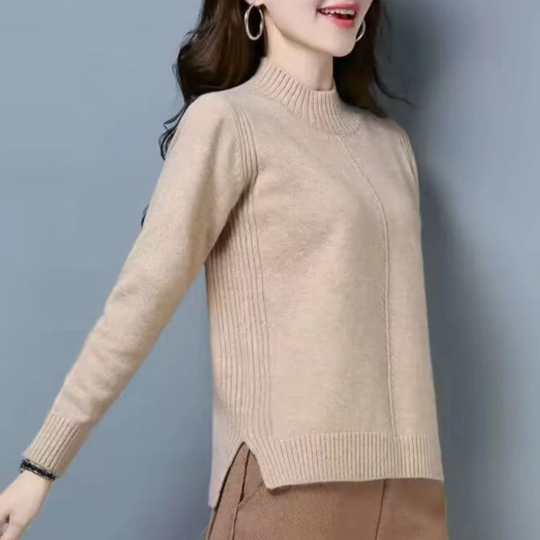 357#秋冬长袖针织衫半高领套头1 10