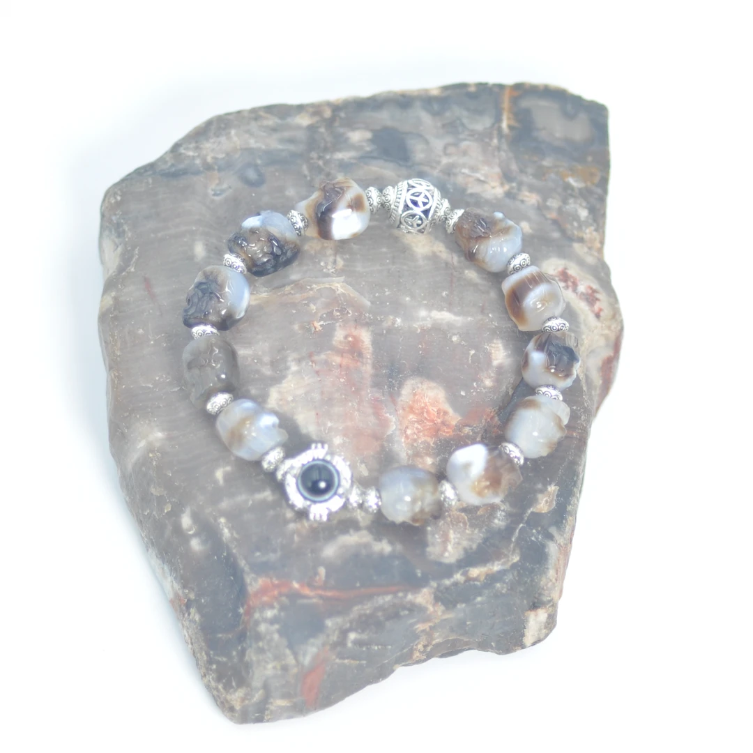 铜合金手链 【凰世今传】尼泊尔回流雪域板眼尸尸手串单圈百搭手工