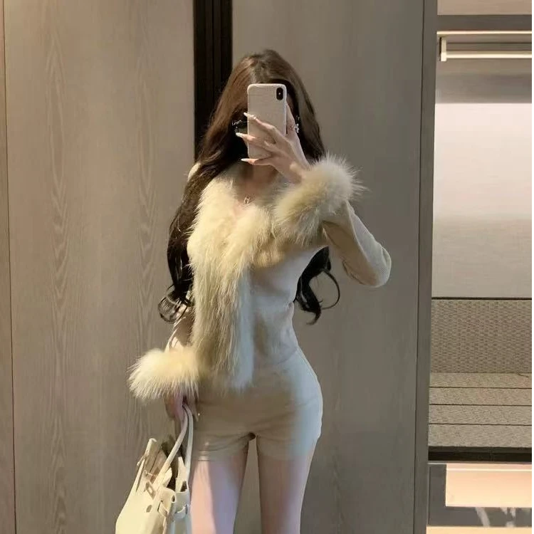 Lulu陆露 貉子毛针织开衫羊毛混纺小众设计感高级感时尚百搭外套