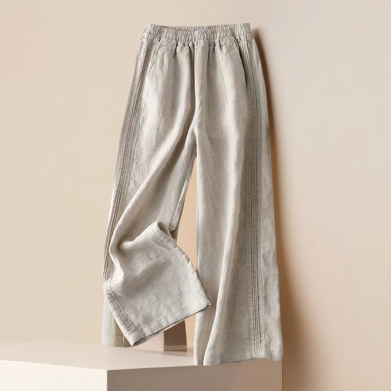 【现货+运费险】宽松直筒休闲裤高腰时尚阔腿裤松紧夏季薄款九分裤