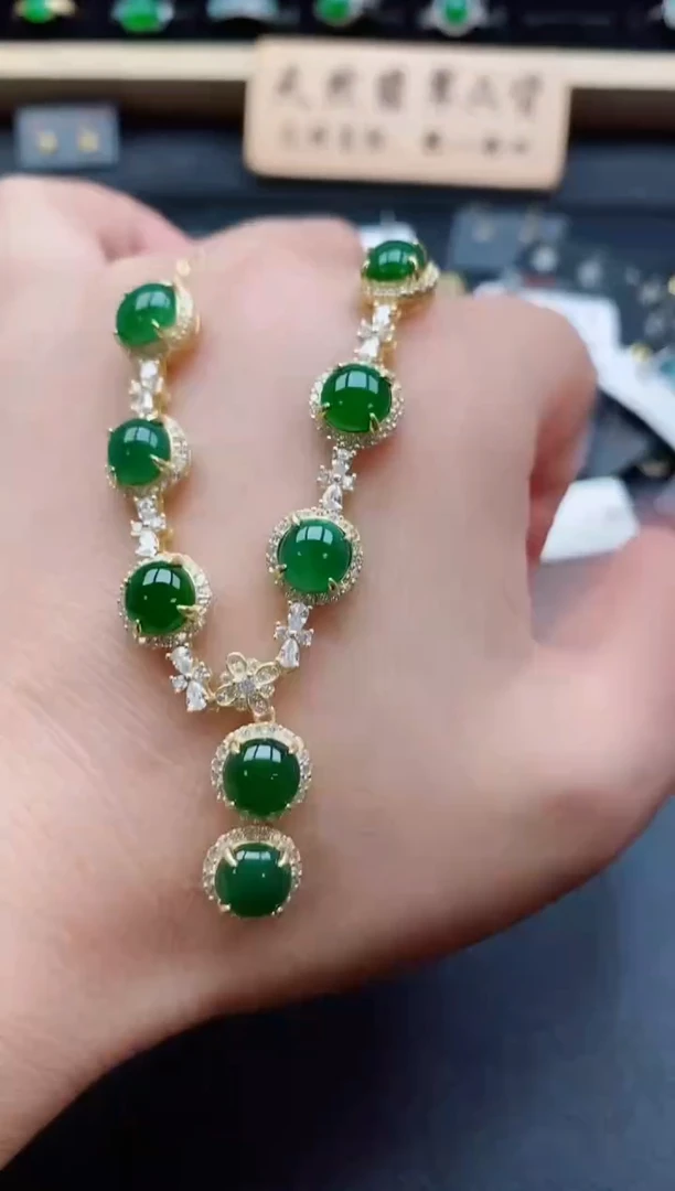 套链银S925镶嵌翡翠1