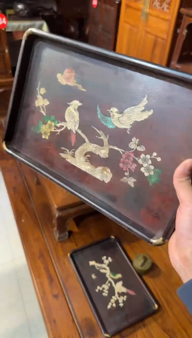 木木头款紫檀鸟踏花枝宽盘128