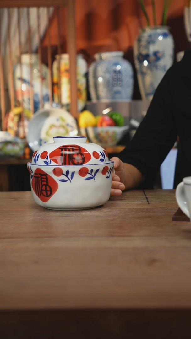 瓷片【简家甄选】景德镇设计师釉下手绘陶瓷餐具