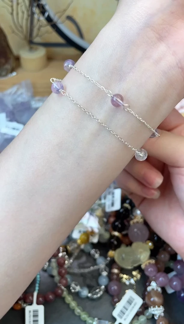 【闪购商品】紫晶手链银S925镶嵌184手串