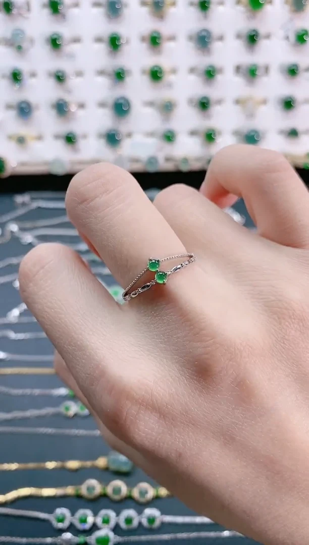 【闪购商品】翡翠戒指银S925镶嵌天然翡翠