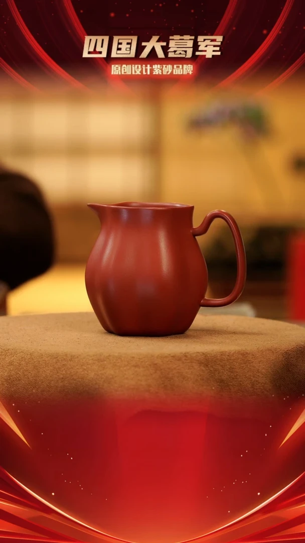 【闪购商品】紫砂茶宠朱泥描金公道杯