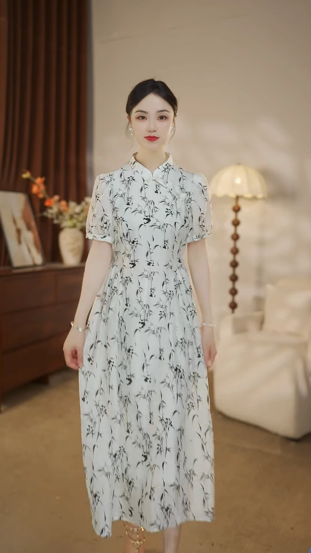 国宝吃竹子DY029新中式国风连衣裙显高显瘦