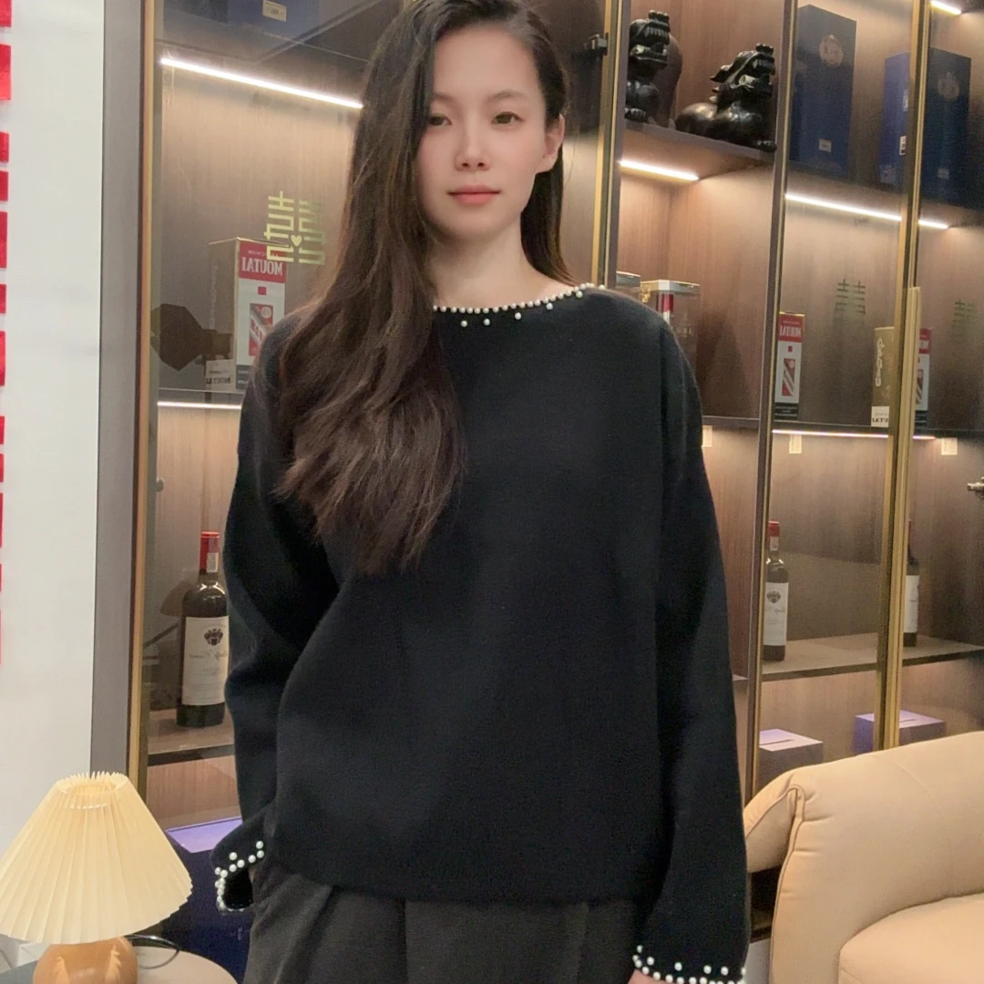 毛衫一字领韩版百搭落肩袖慵懒风毛针织衫针织衫针织