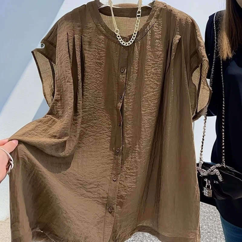 VALVOELITE特大码300斤拼接宽松休闲无袖衬衫男套头时尚上衣夏季2