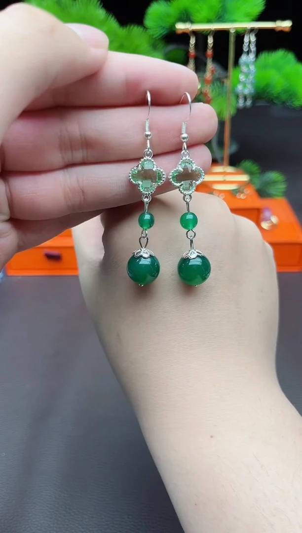 玛瑙/玉髓耳饰银S925镶嵌705