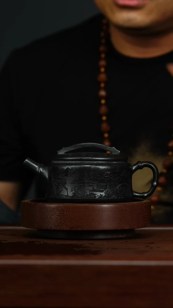 茶壶紫砂d1汉瓦壶{石黄}