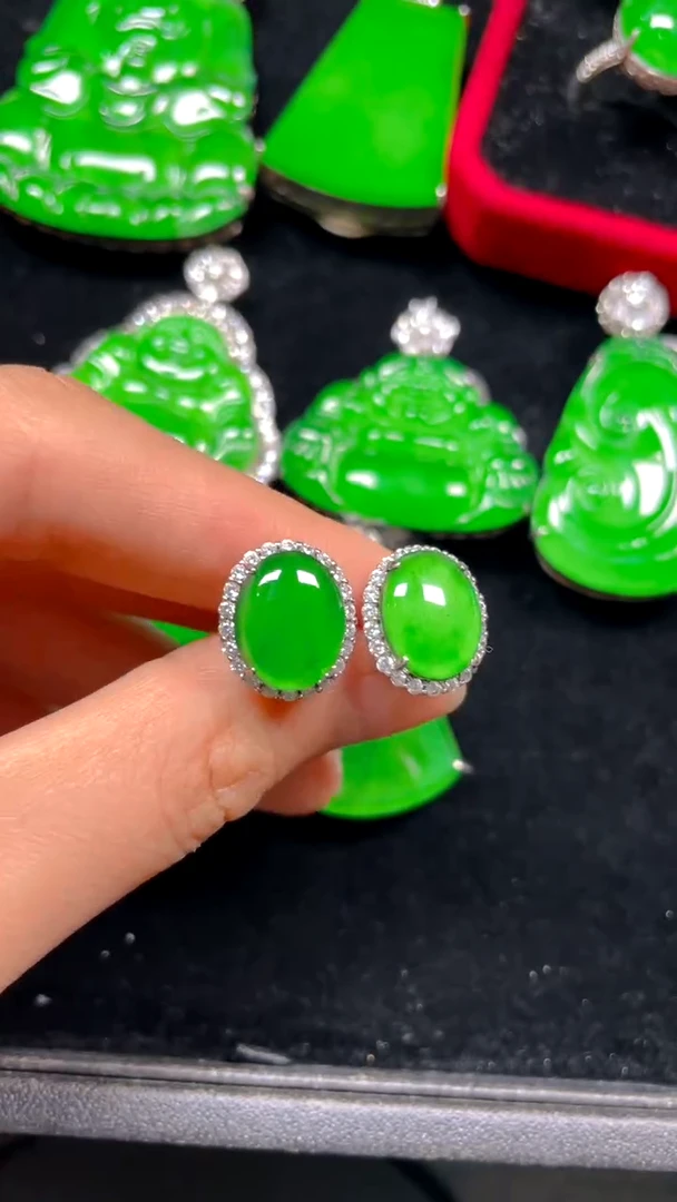 【闪购商品】翡翠颈饰银S925镶嵌耳饰