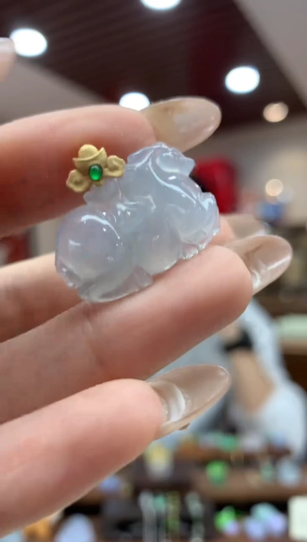 【闪购商品】翡翠吊坠(不含链)18K金镶嵌唐马