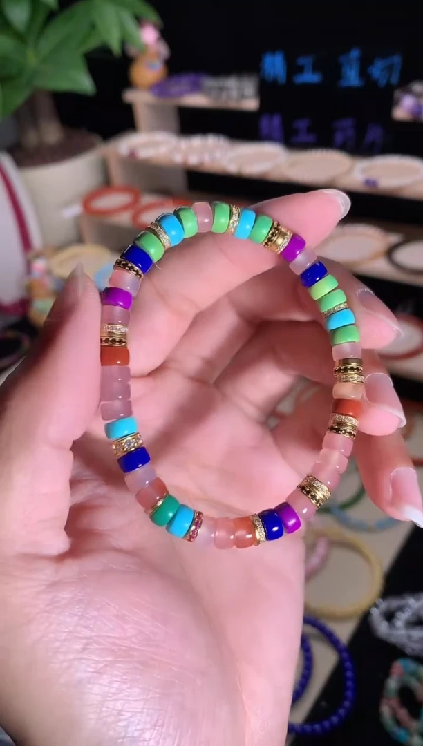 天然辰砂天然多宝药片手串6m