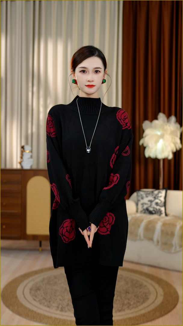 加厚保暖【朱华】秋冬必备时尚高端大气上档次毛衣上衣-3067