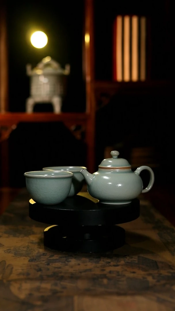 其他复烧收藏级青绿釉容天壶