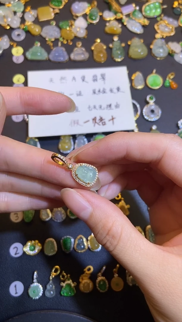吊坠(不含链)银S925镶嵌翡翠1