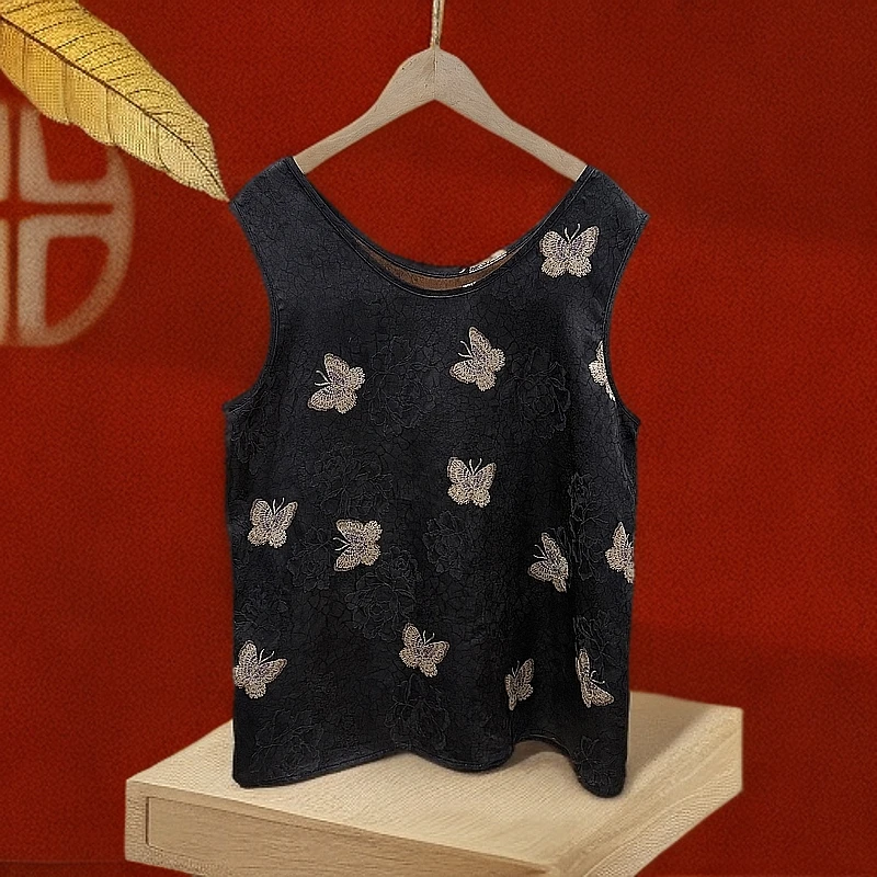 <<达人专属>>气质优雅百搭无袖复古上衣T1424