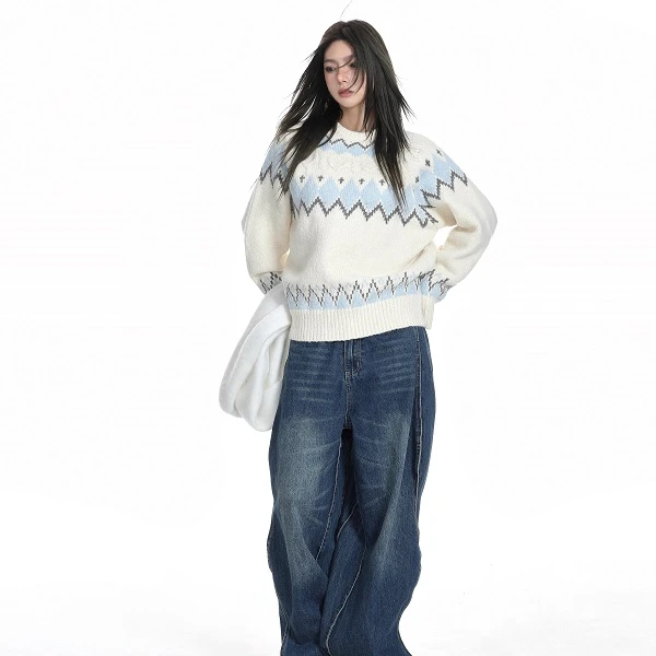 套头毛衣女秋冬季慵懒软糯oversize针织衫加厚上衣