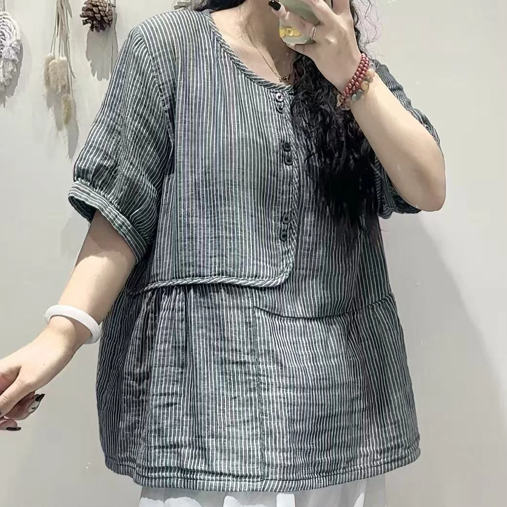 13603新款夏季休闲减龄宽松显瘦气质文艺衬衫