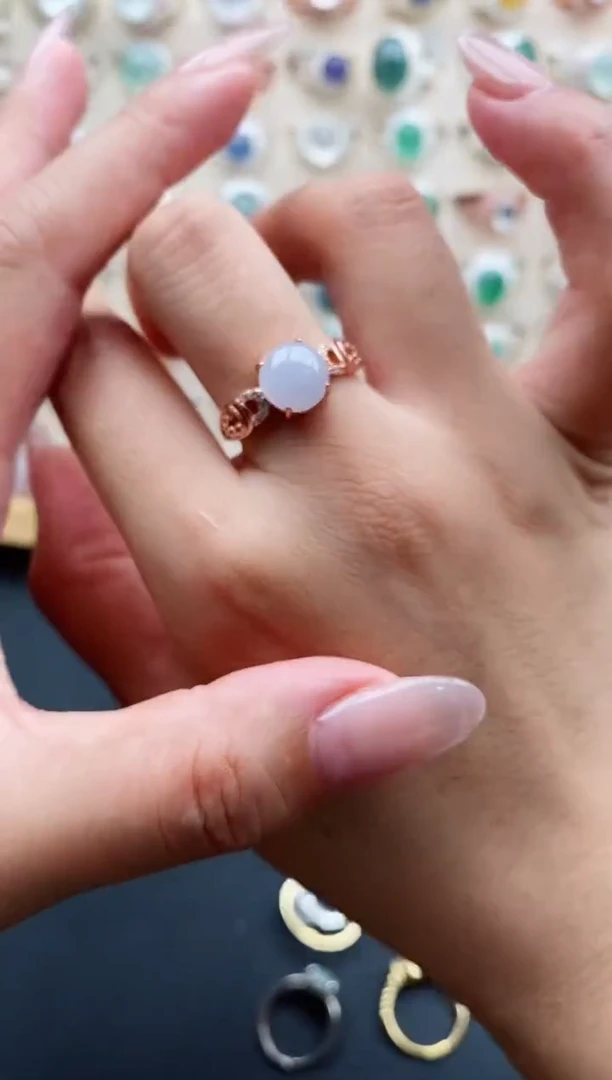 银S925镶嵌戒指翡翠天然缅甸翡翠A货111-1-1