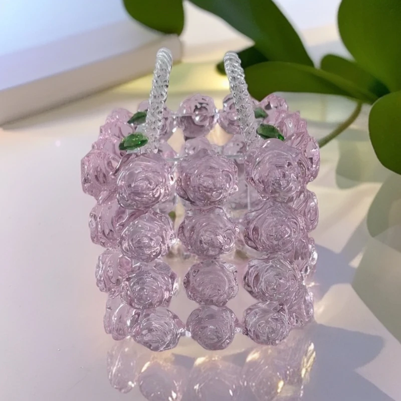 S小号新款水晶璀璨粉色包包镶嵌式玄关装饰品装饰摆件