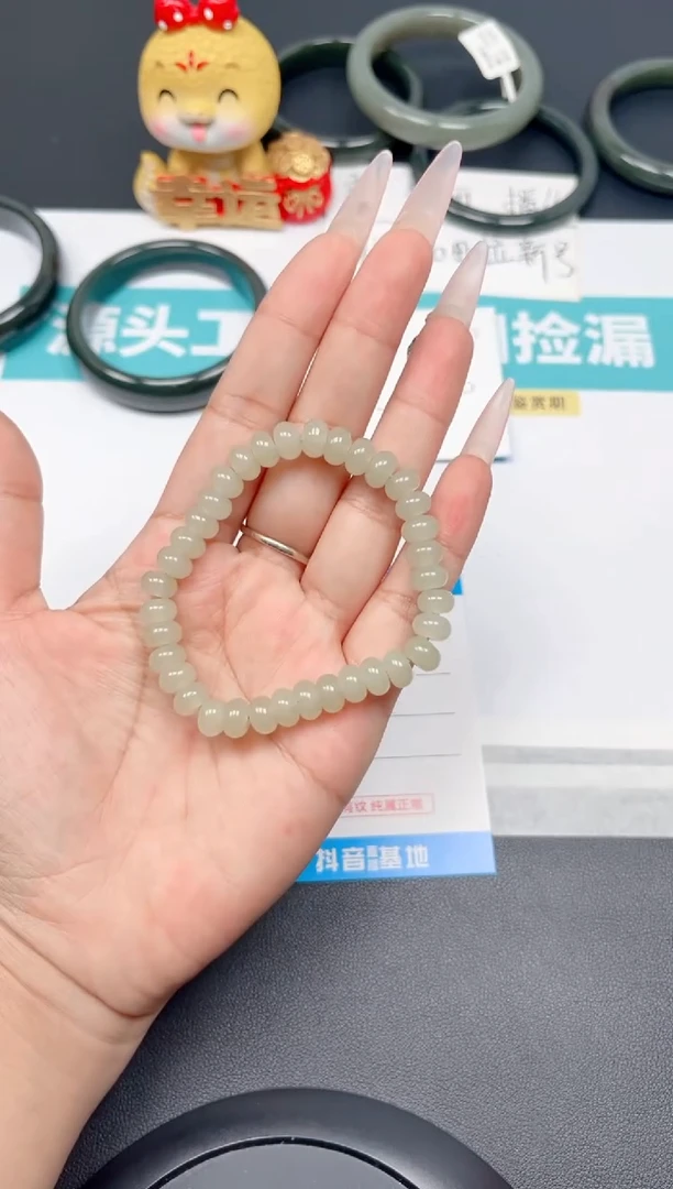 和田玉手镯未镶嵌茶晴手链