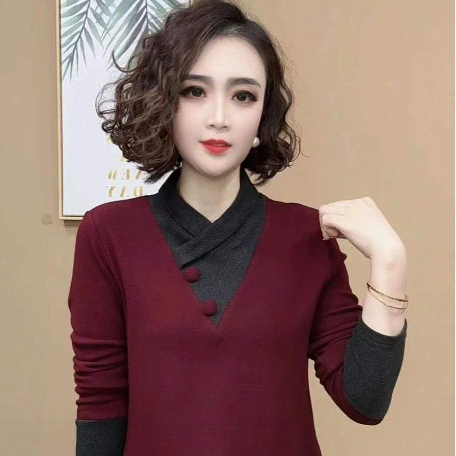 2024新款半高领打底衫冬季新款洋气内搭保暖加绒拼接设计感T恤女