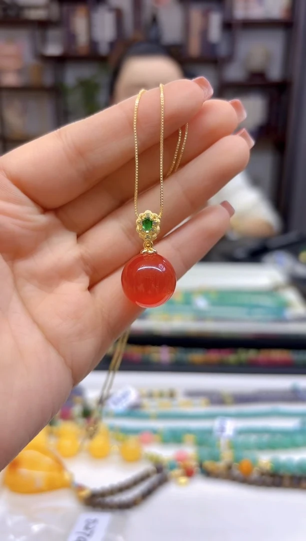 【闪购商品】碧玺猫眼吊坠(赠链)银S925镀金镶嵌D274