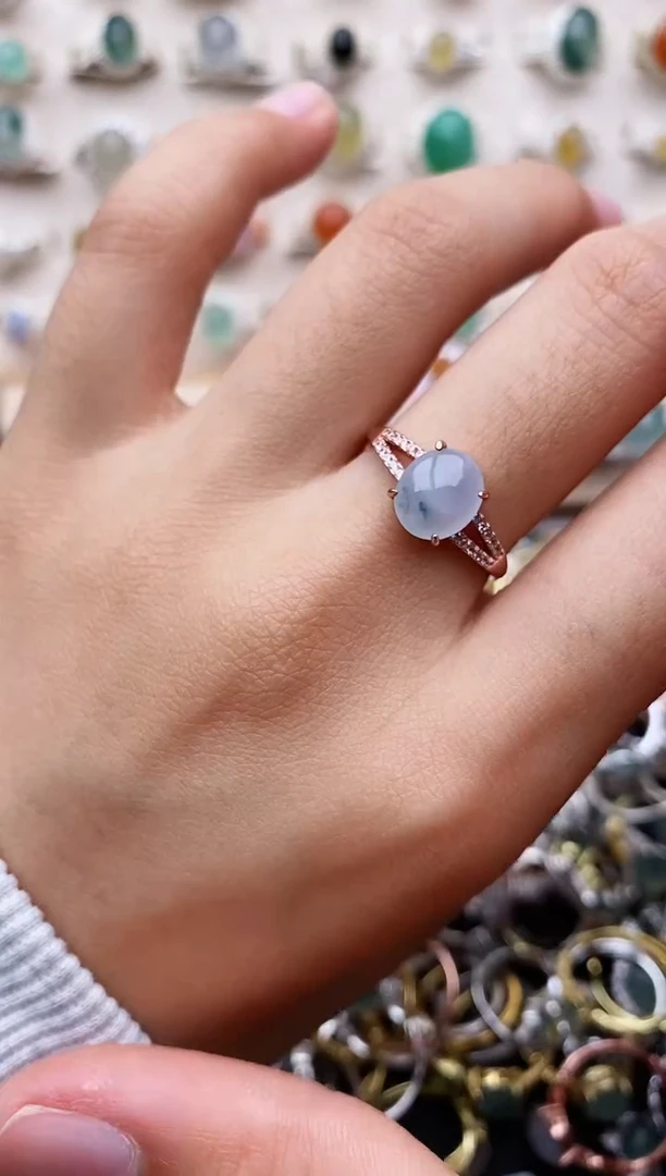 【闪购商品】翡翠戒指银S925镶嵌缅甸翡翠