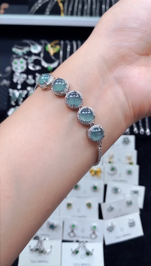 银S925镶嵌手链翡翠1959