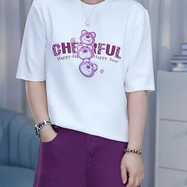 〖卿她〗卡通草莓熊百搭纯棉修身短袖T恤女夏季上衣