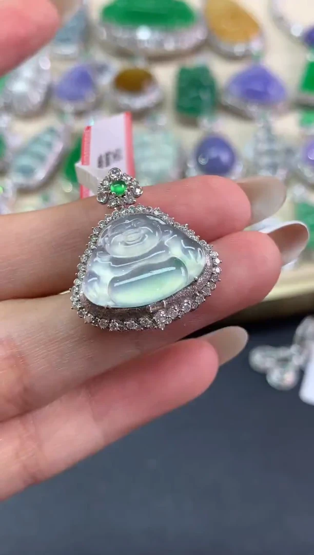 吊坠(不含链)18K金镶嵌翡翠吊坠(不含链)|8800
