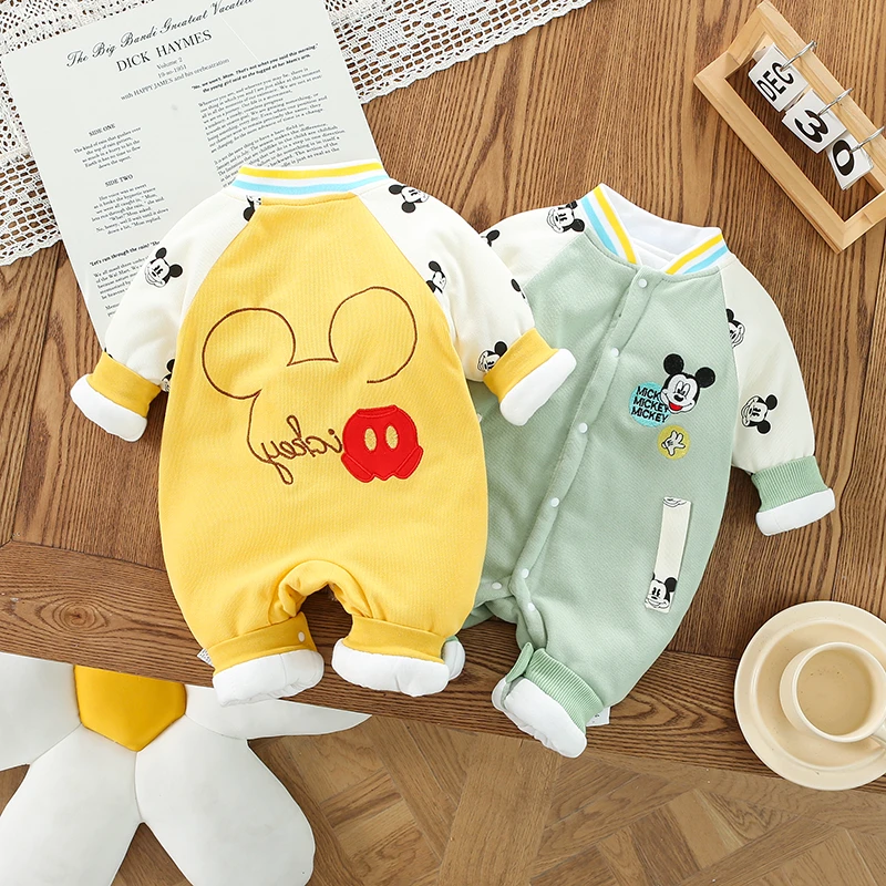 米奇新款秋冬宝宝薄棉儿童连体哈衣男女