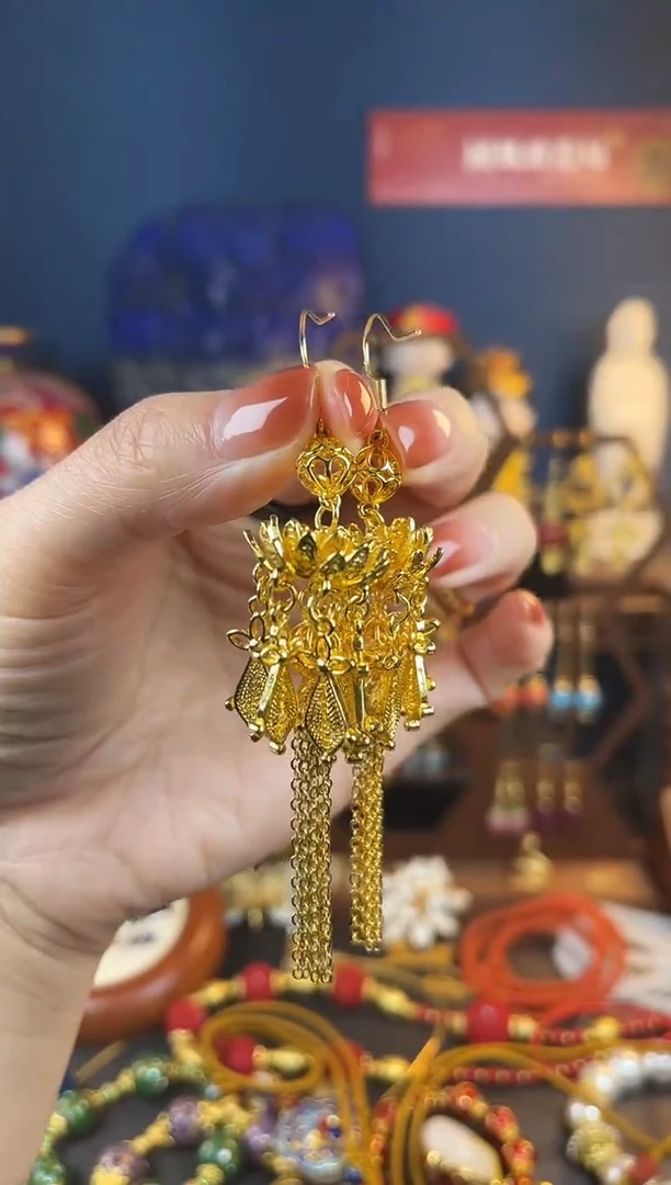 【闪购商品】206号大小莲花珐琅耳钩