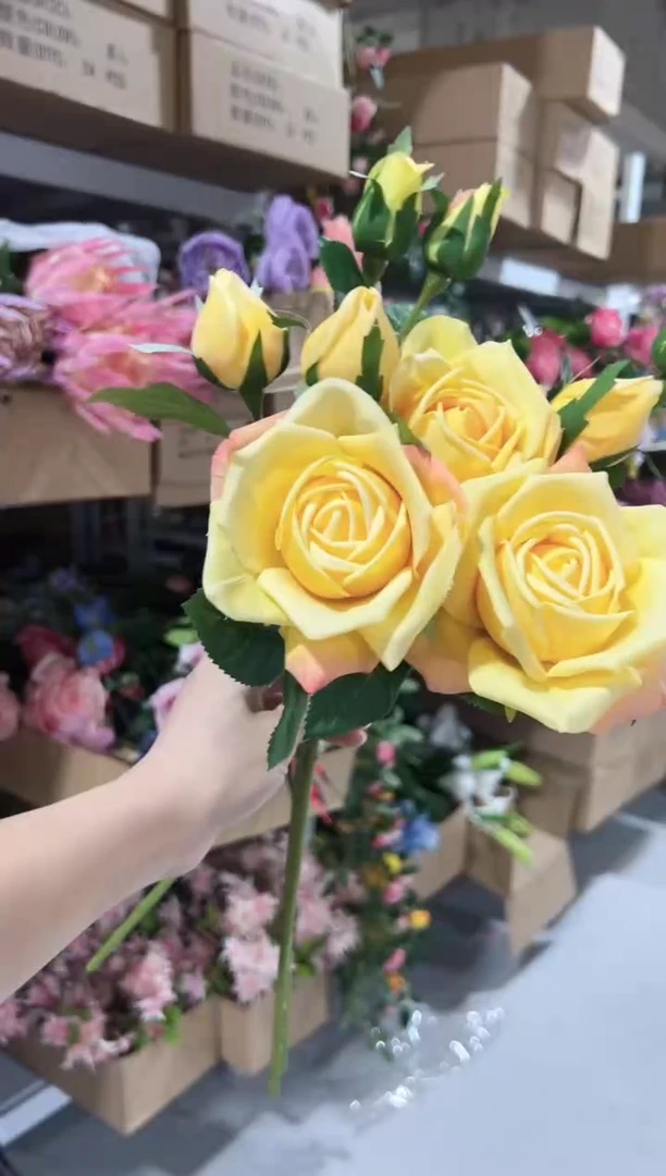 3枝黄色手感保湿妃子玫
