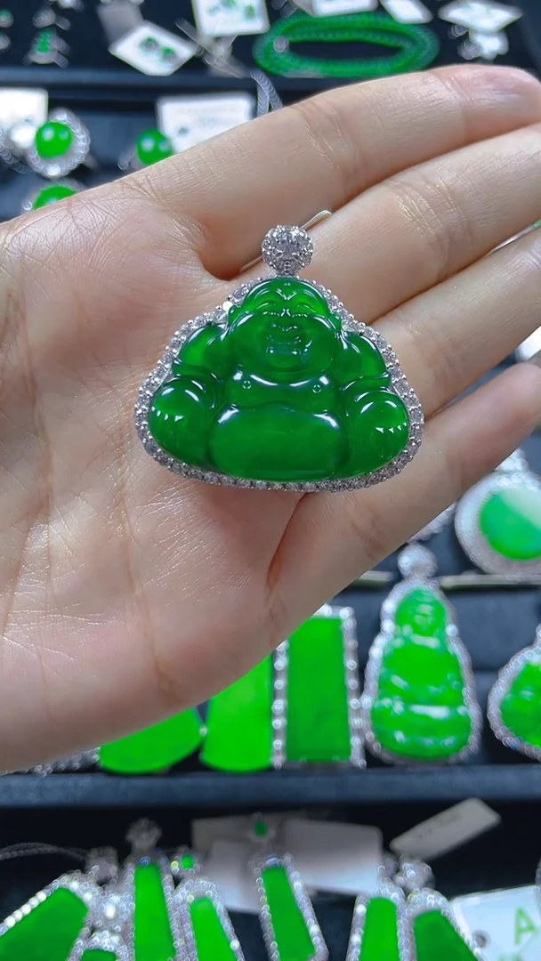 颈饰银S925镶嵌翡翠半****绣11