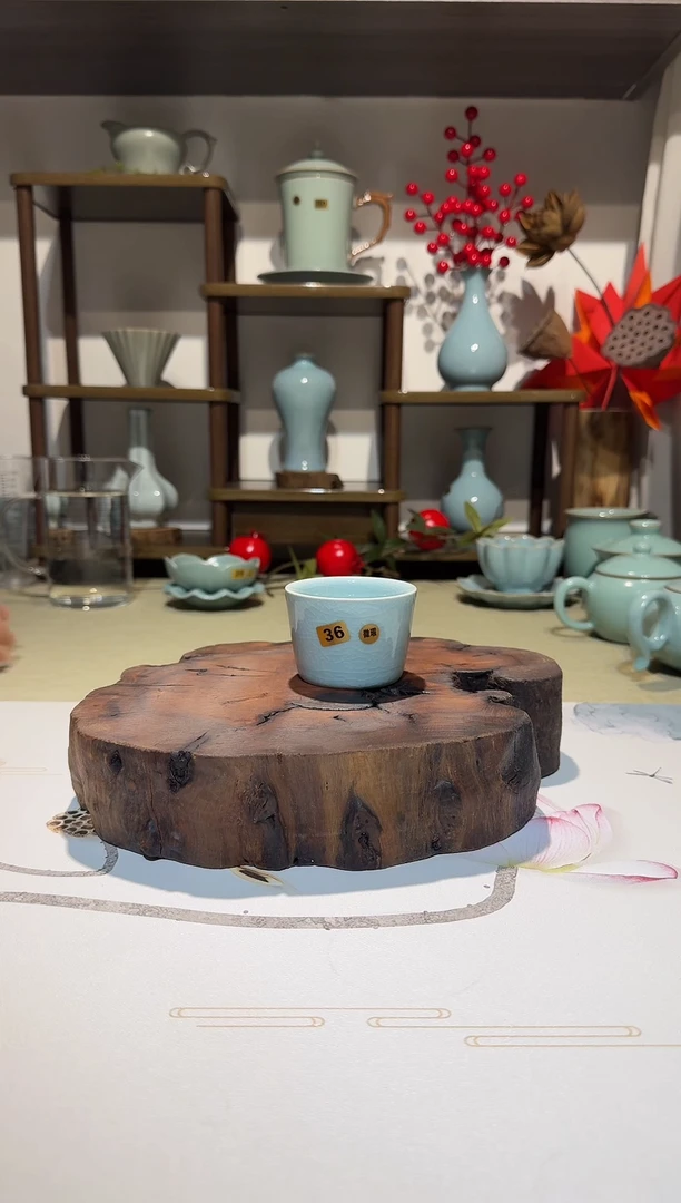 杯子36小缸杯品茗杯 天青釉微瑕*