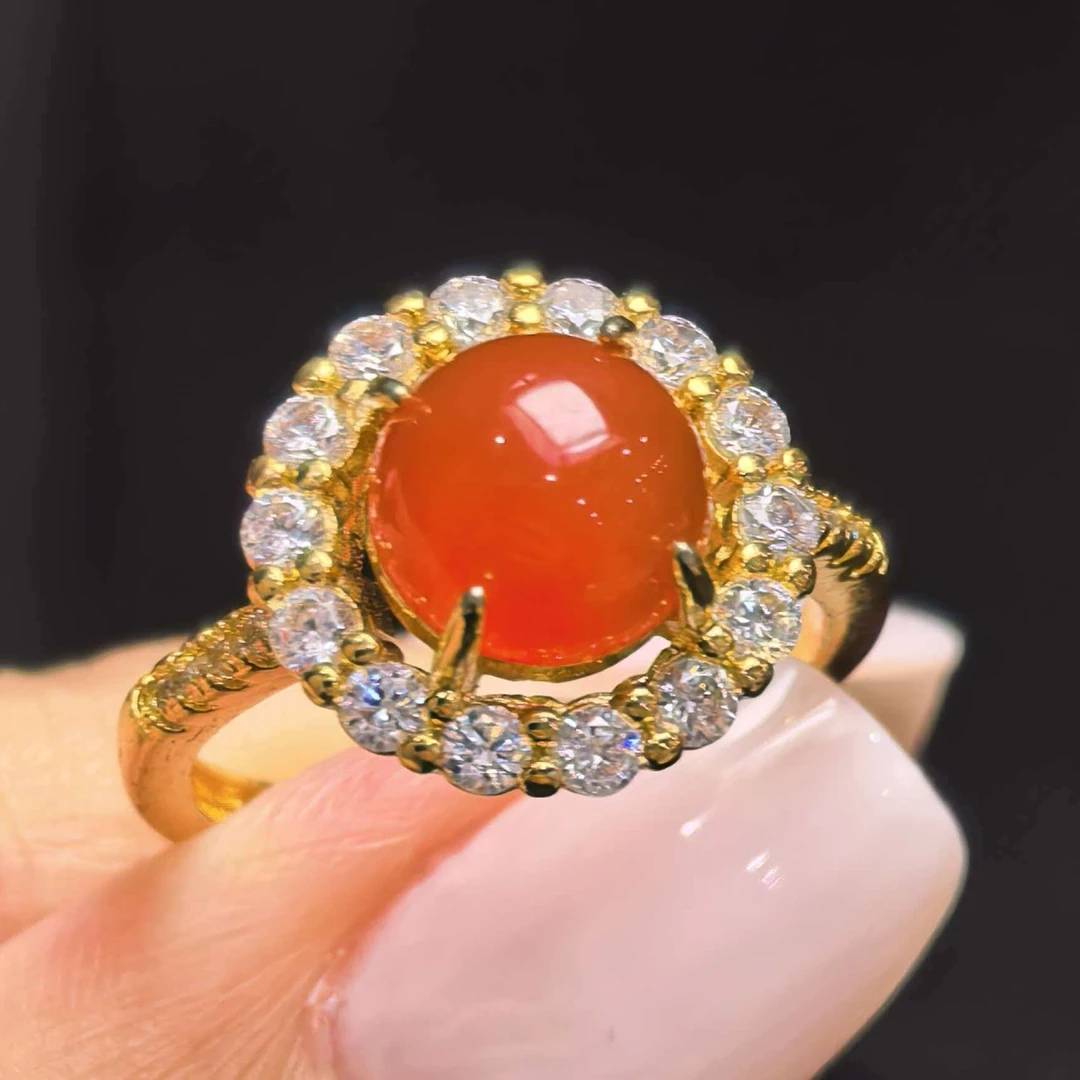 ST1587【东齐珠宝】赤红樰域玛瑙红戒指-送礼佳品