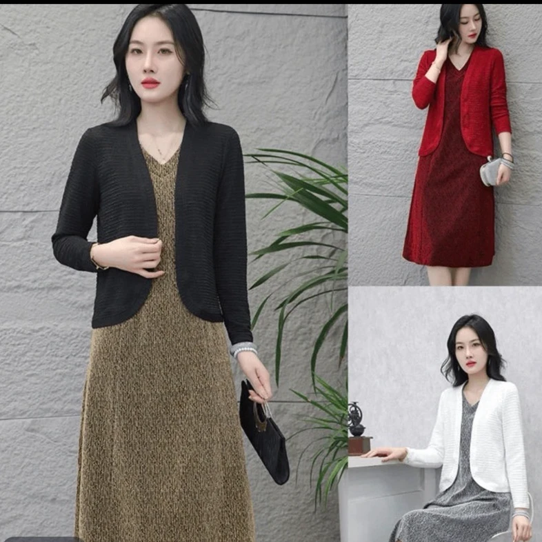 条纹外搭新款春秋百搭洋气显瘦提花亲肤弹力开衫