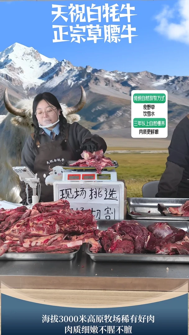 365天中国大陆食用农产品天祝白牦牛碎牛腱子2斤