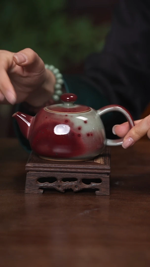 【闪购商品】清凉寺原产地仿古釉手工钧瓷中原壶+两杯