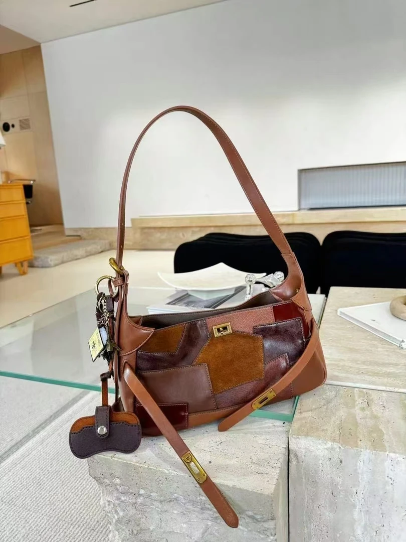 【昕昕严选】2024单肩包斜跨包包轻奢女包秋冬腋下包5087拼皮