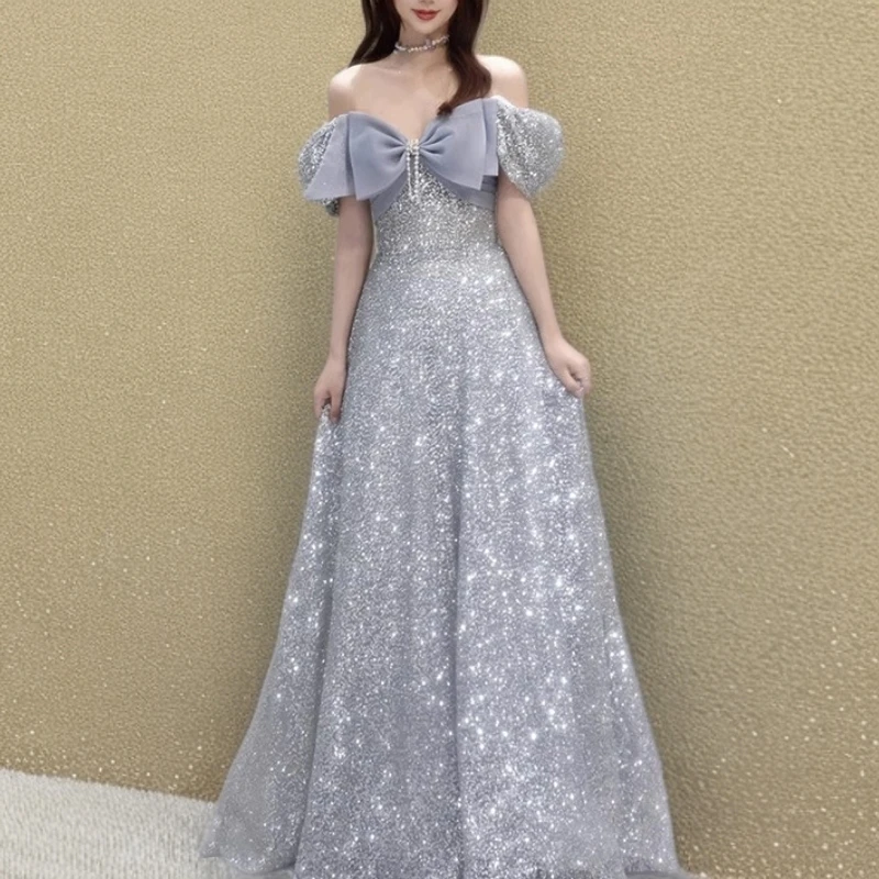 女款晚礼服2025新款春天宴会主持人适用显瘦设计为微胖女性打造凸