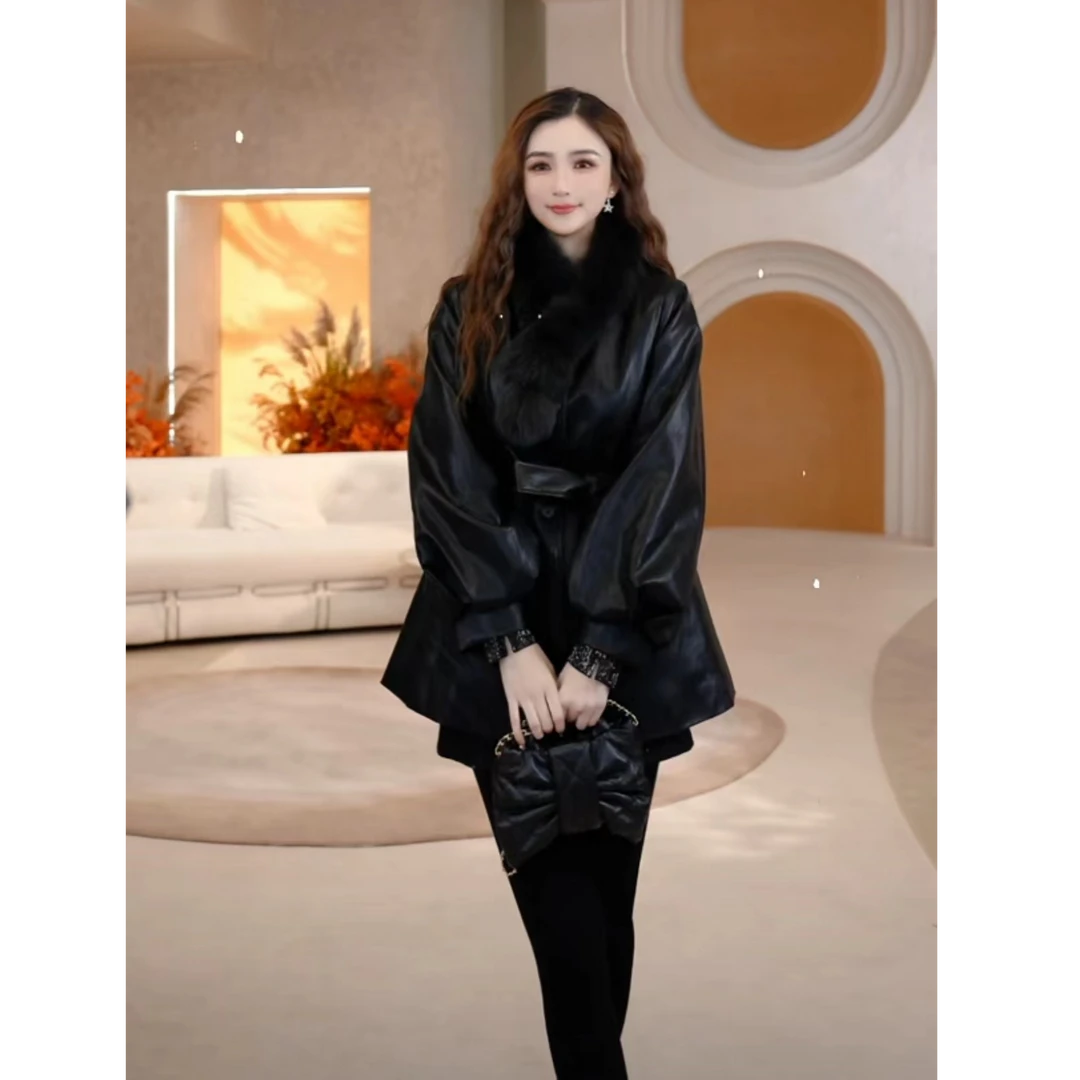 COCO BECCI【夜与法兰西】90白鸭毛领毛球围脖羽绒外套CFLJD200308